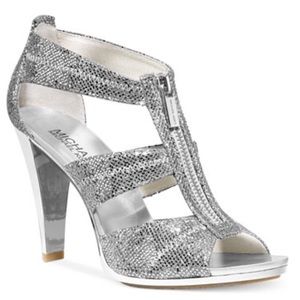 SEXY Michael Kors Silver Glitter, zipper heels